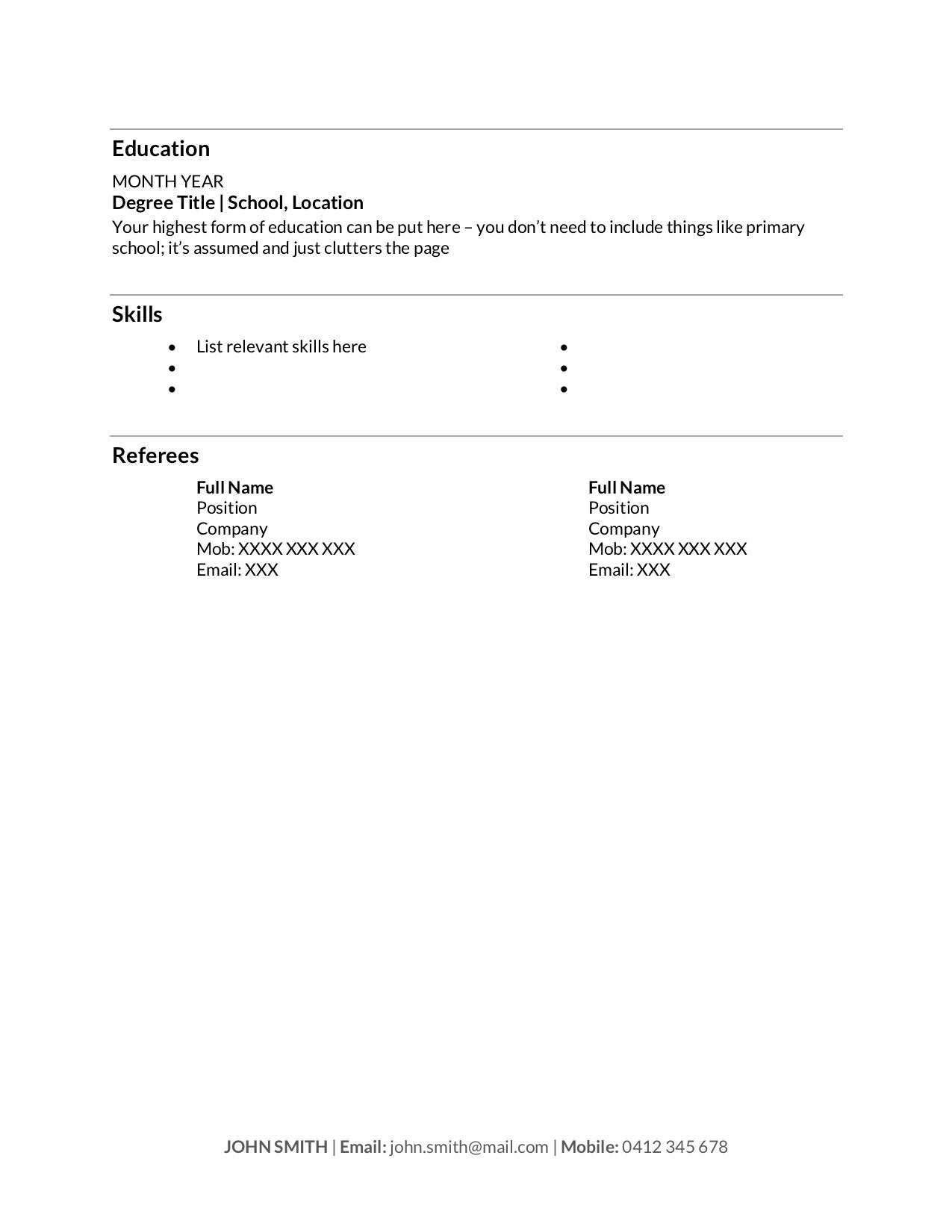 Free Resume Templates Download How To Write A Resume In 2020 Training Com Au
