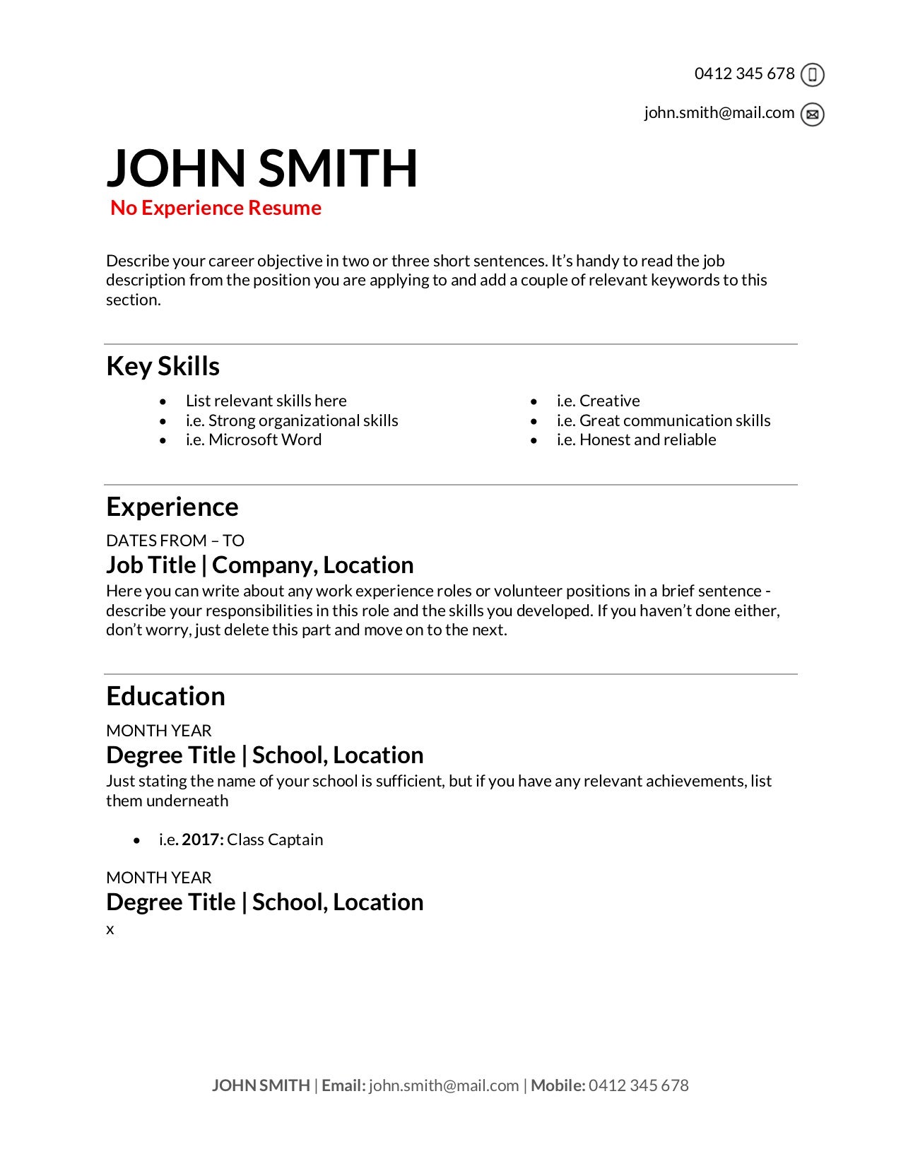 make resume for job