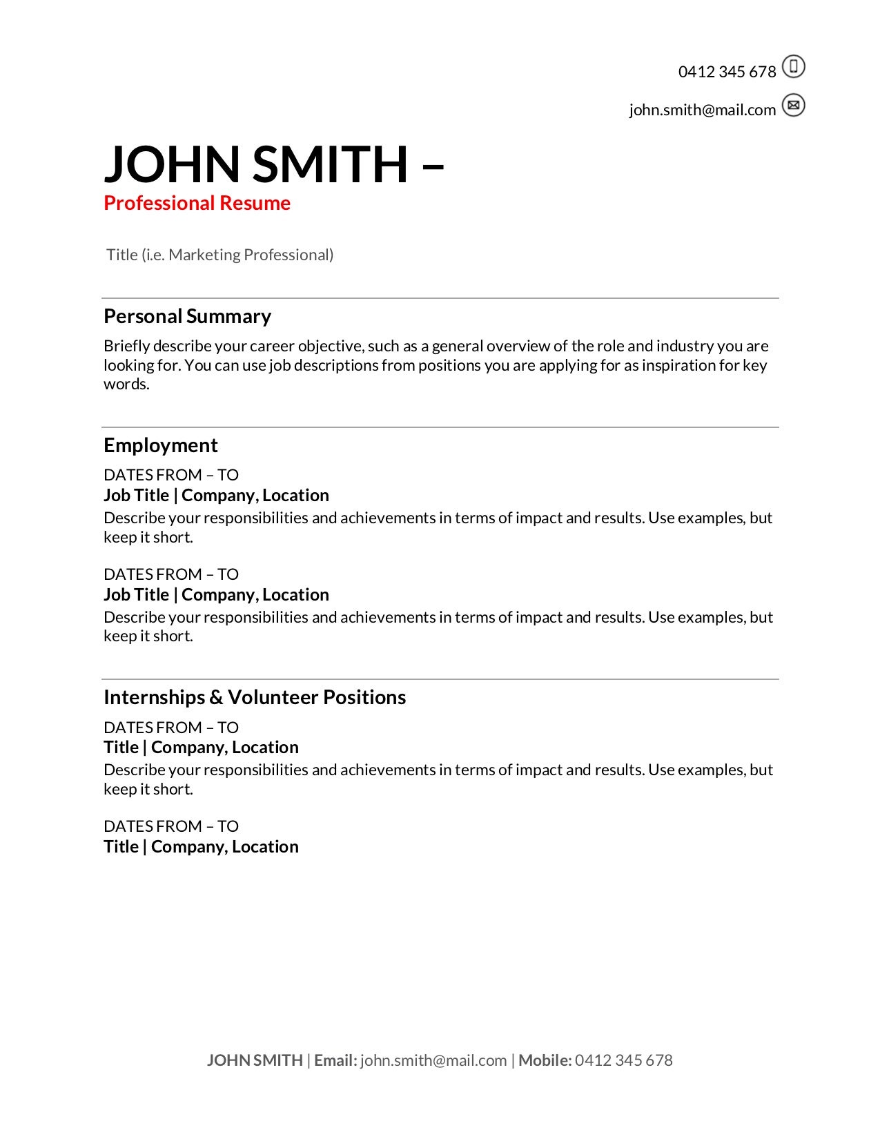 Template For Resumes from www.training.com.au