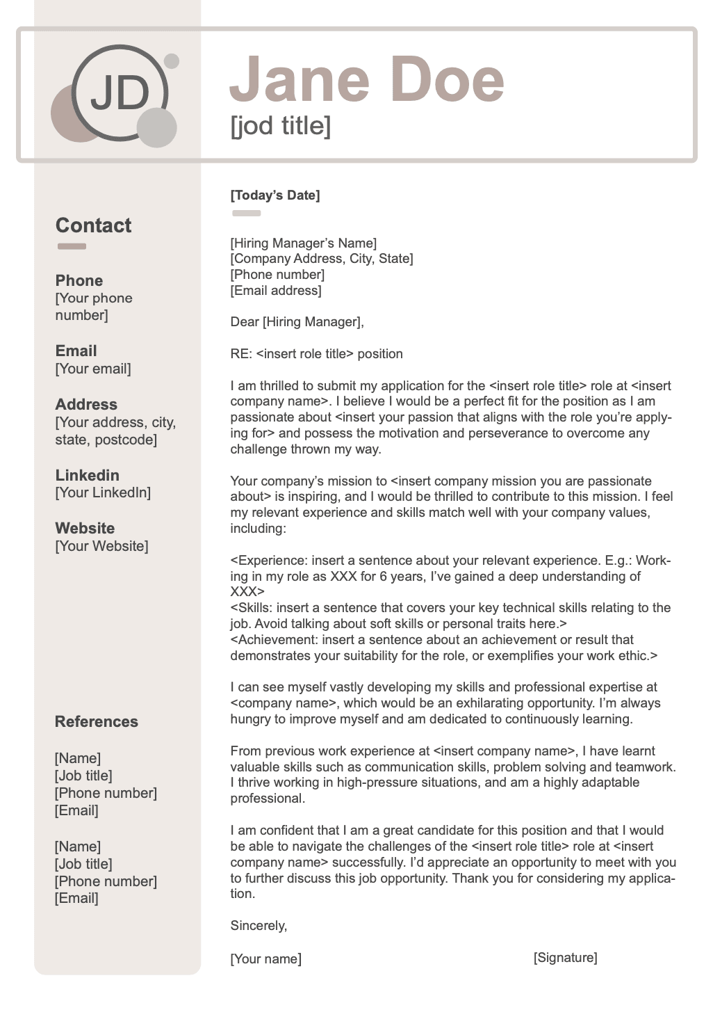 excellent cover letter example australia